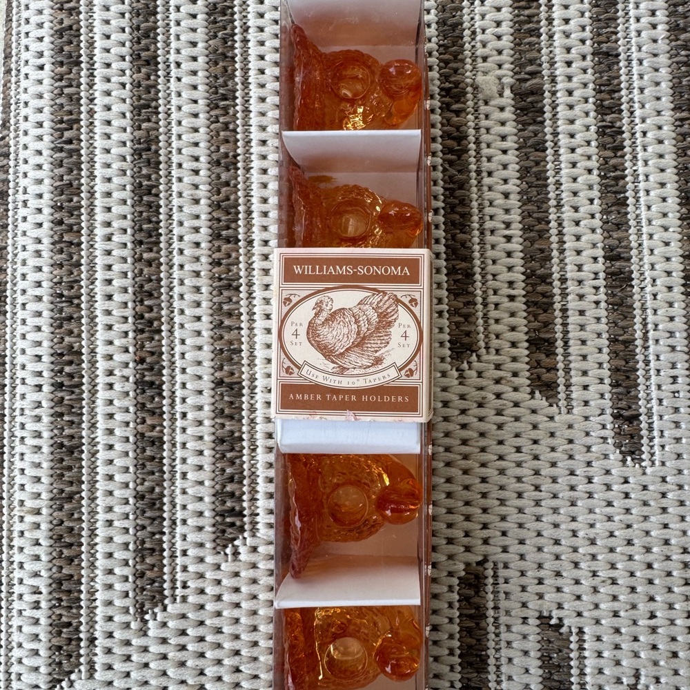Williams Sonoma Amber Candle Holders